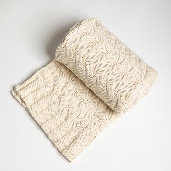 Chunky Cable Organic Cotton Throw Blanket