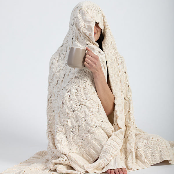 Chunky Cable Organic Cotton Throw Blanket