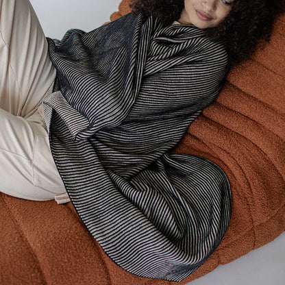 Ribbed Organic Cotton Knit Throw Blanket