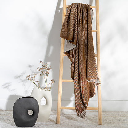 Ribbed Organic Cotton Knit Throw Blanket