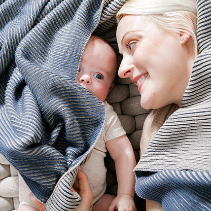 Ribbed Organic Cotton Knit Throw Blanket