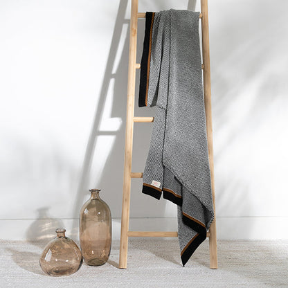 Stipple Stripe Organic Cotton Knit Throw Blanket
