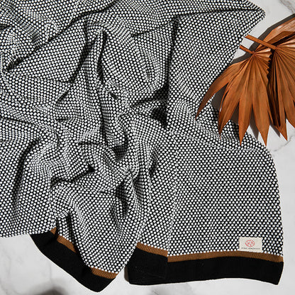 Stipple Stripe Organic Cotton Knit Throw Blanket
