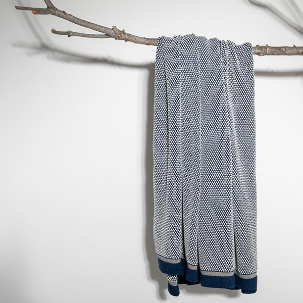Stipple Stripe Organic Cotton Knit Throw Blanket