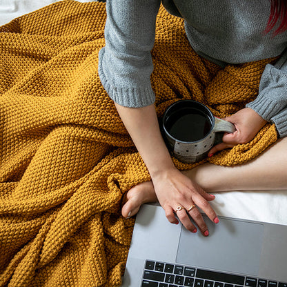 Varna Organic Cotton Knit Throw Blanket