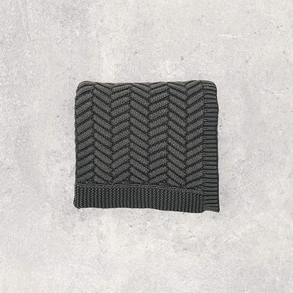 Washed Chevron Cotton Knit Throw Blanket