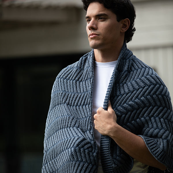 Washed Chevron Cotton Knit Throw Blanket