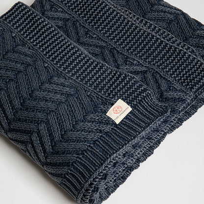 Washed Chevron Cotton Knit Throw Blanket