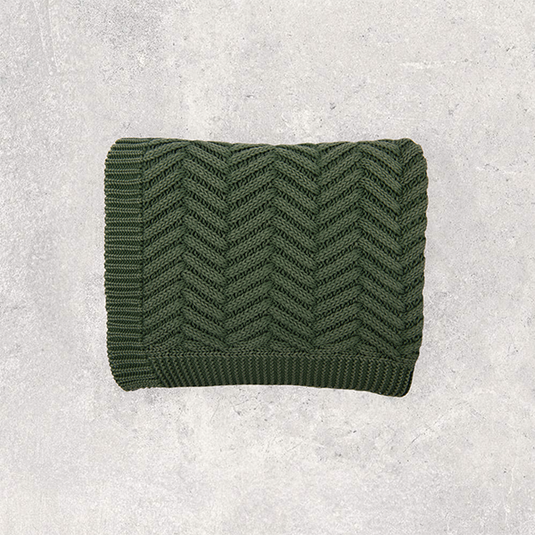 Washed Chevron Cotton Knit Throw Blanket
