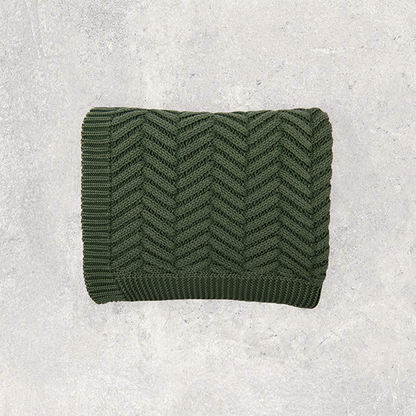 Washed Chevron Cotton Knit Throw Blanket