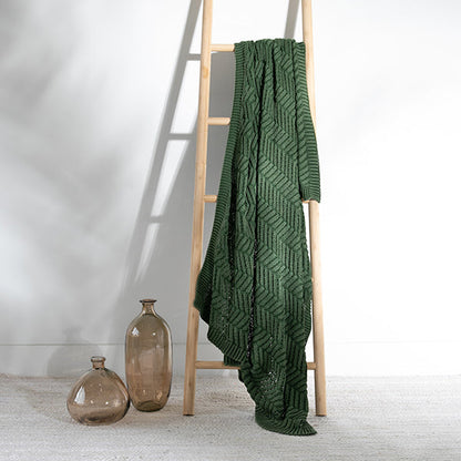 Washed Chevron Cotton Knit Throw Blanket