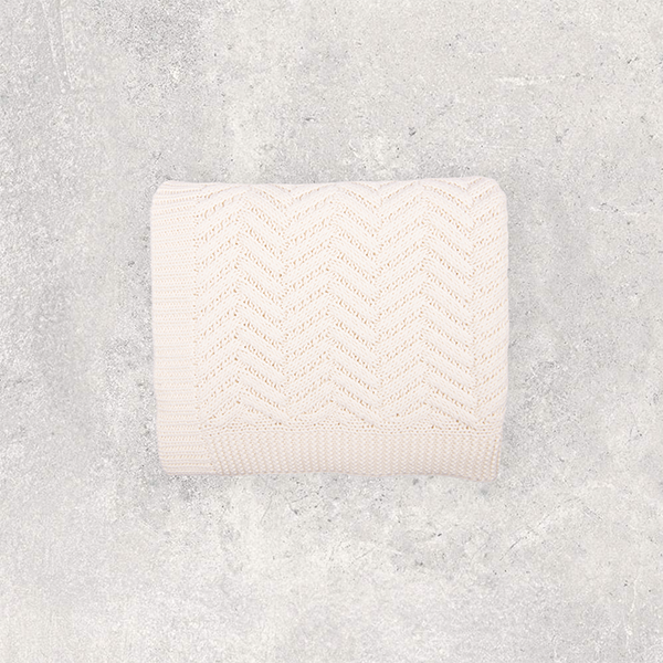 Washed Chevron Cotton Knit Throw Blanket