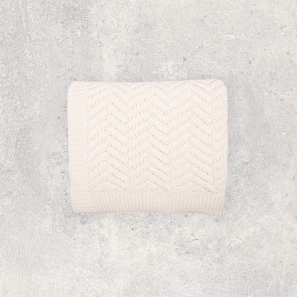 Washed Chevron Cotton Knit Throw Blanket