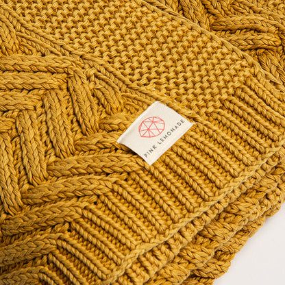 Washed Chevron Cotton Knit Throw Blanket