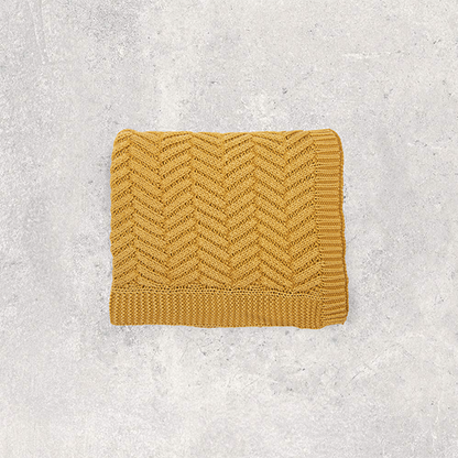 Washed Chevron Cotton Knit Throw Blanket