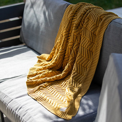Washed Chevron Cotton Knit Throw Blanket