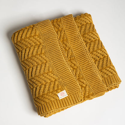 Washed Chevron Cotton Knit Throw Blanket