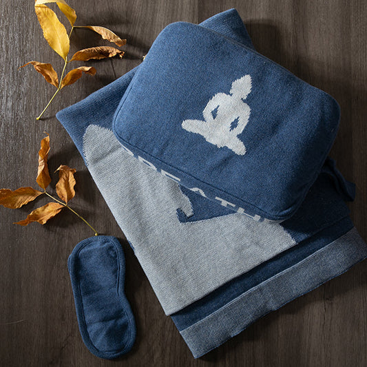 Meditate Breathe Buddha Organic Cotton Travel Blanket and Eye Mask Set