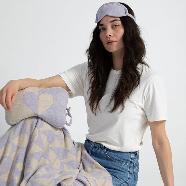 Amore Organic Cotton Travel Blanket and Eye Mask Set