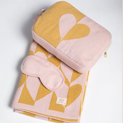Amore Organic Cotton Travel Blanket and Eye Mask Set