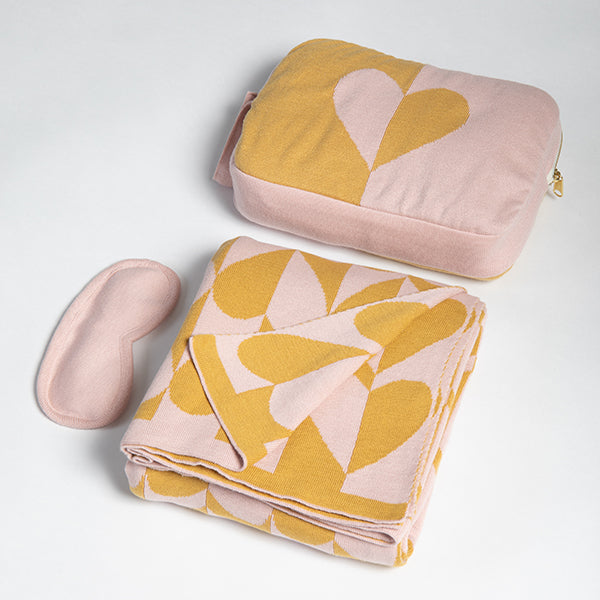 Amore Organic Cotton Travel Blanket and Eye Mask Set