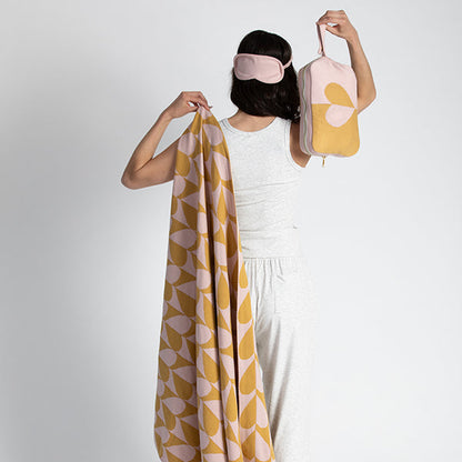 Amore Organic Cotton Travel Blanket and Eye Mask Set