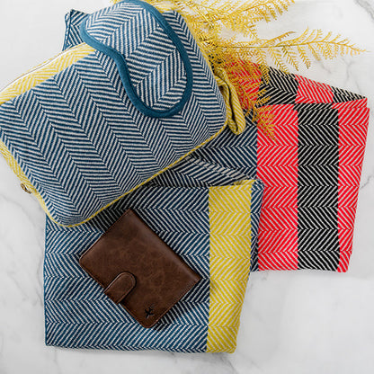 Chevron Stripes Organic Cotton Travel Blanket and Eye Mask Set
