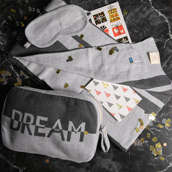 Dual Dream Organic Cotton Travel Blanket and Eye Mask Set