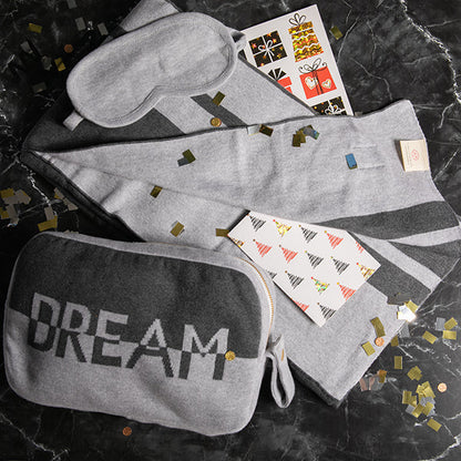 Dual Dream Organic Cotton Travel Blanket and Eye Mask Set