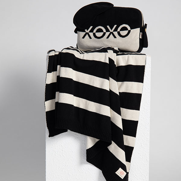Dual XOXO Organic Cotton Travel Blanket and Eye Mask Set