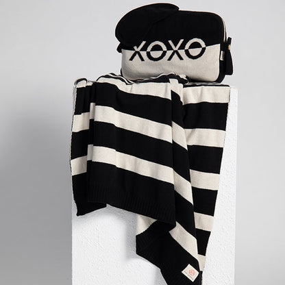 Dual XOXO Organic Cotton Travel Blanket and Eye Mask Set
