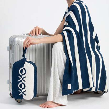 Dual XOXO Organic Cotton Travel Blanket and Eye Mask Set