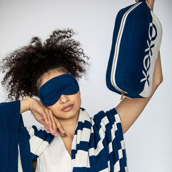 Dual XOXO Organic Cotton Travel Blanket and Eye Mask Set