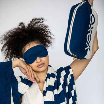 Dual XOXO Organic Cotton Travel Blanket and Eye Mask Set