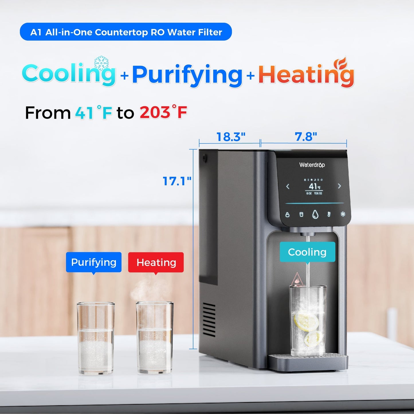 Waterdrop Reverse Osmosis Hot Cold Water Dispenser,  A1