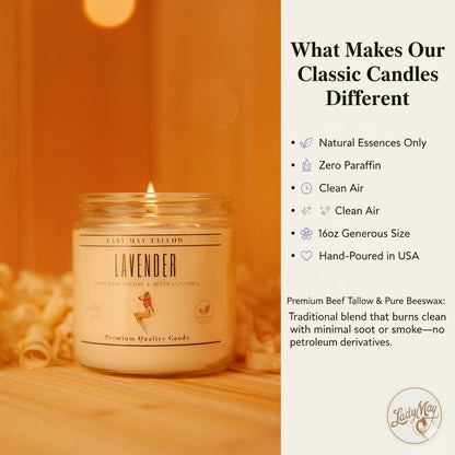 Lavender Tallow Gift Set - Premium Relaxation Bundle | Skincare, Candle & Soap