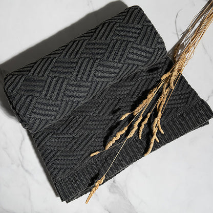 Washed Brick Cotton Knit Throw Blanket