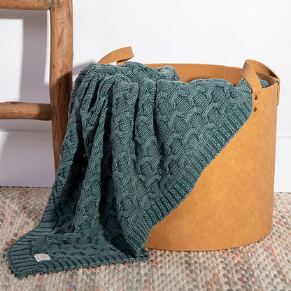 Washed Curvy Cotton Knit Throw Blanket
