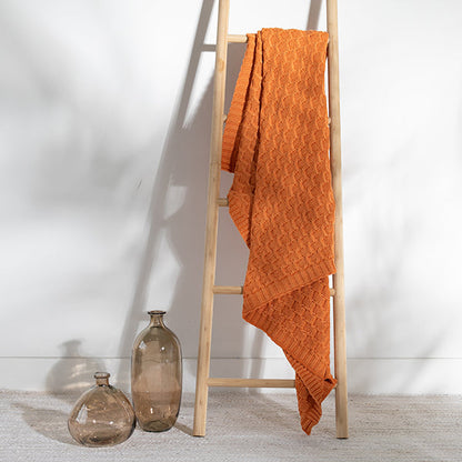 Washed Curvy Cotton Knit Throw Blanket