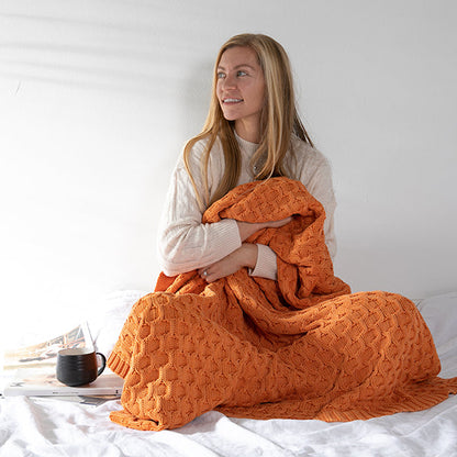 Washed Curvy Cotton Knit Throw Blanket