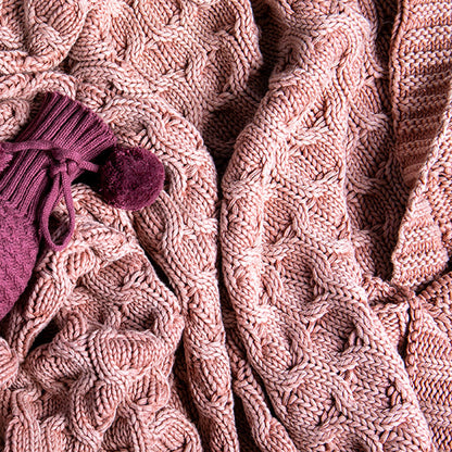 Washed Curvy Cotton Knit Throw Blanket