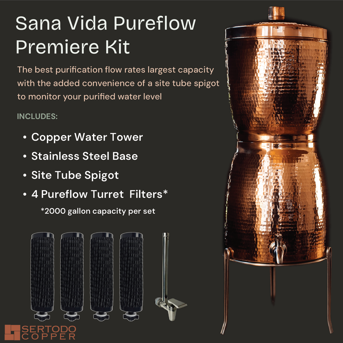 Sana Vida PureFlow Copper Water Filtration System